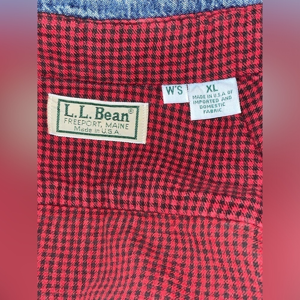 VTG L.L. BEAN Women’s Size X Large Denim Shacket Made in USA Flannel Lined Shirt - Picture 5 of 13